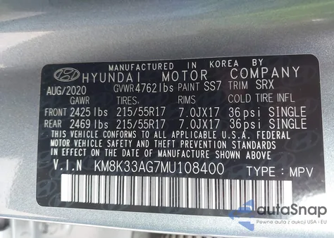 2021 Hyundai Kona Electric Limited from USA, damaged, VIN KM8K33AG7MU108400